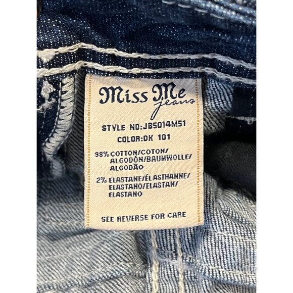 Miss Me Boyfriend Bermuda Denim Jean Shorts Size 28 Jewel Stitching Stretch EUC - Picture 9 of 10